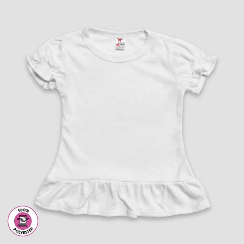 Toddler Girls’ Short Sleeve Ruffle T-Shirt – White – 100% Polyester