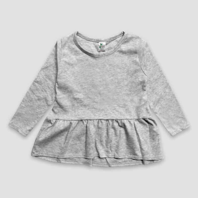 Luxe Toddler Girls Long Sleeve Peplum Top – Polyester Cotton Blend