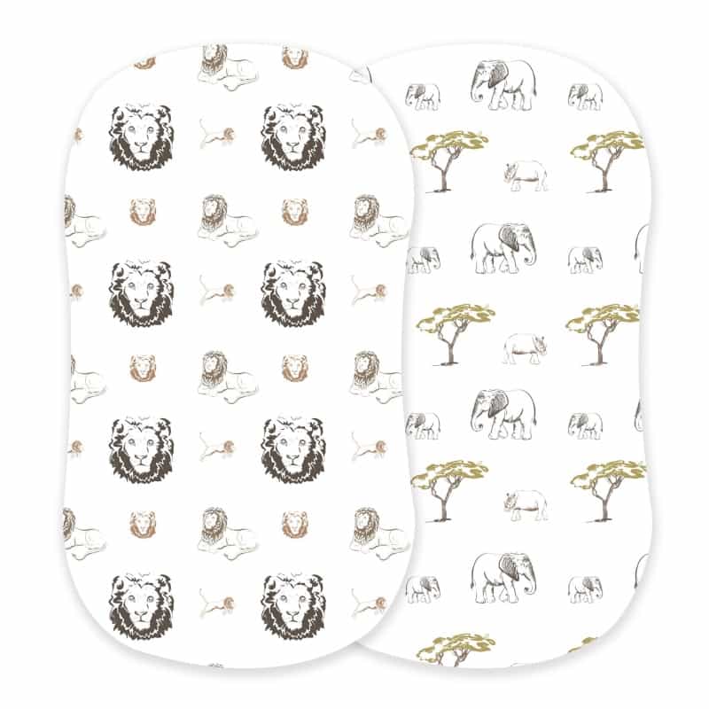 Hear Me Roar Lion And Rhinos And Elephants Bamboo Changing Pad Cover/Bassinet Sheets