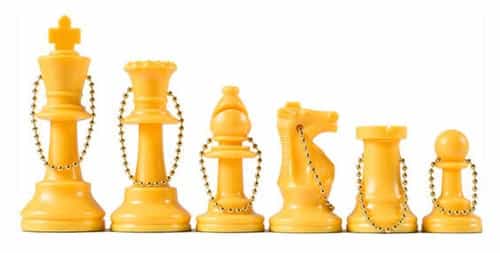 Chess Pieces Keychain Set - Yellow