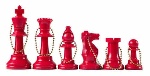 Chess Pieces Keychain Set - Red
