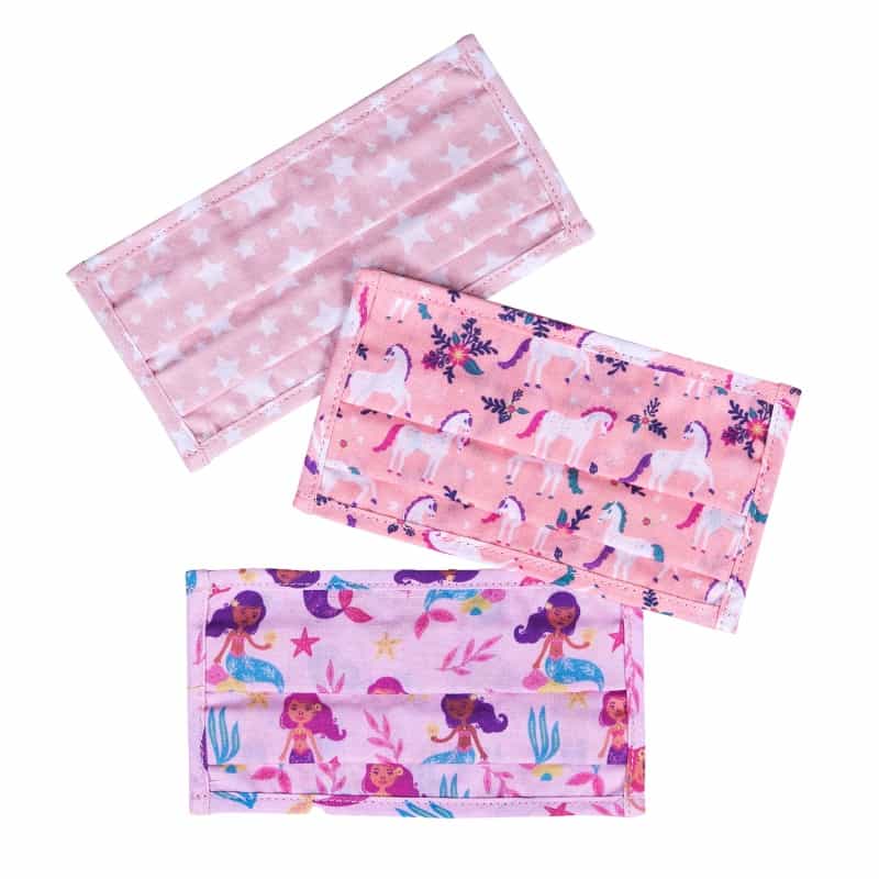 Pink & Gold Stars, Magical Unicorns & Groovy Mermaids Face Masks
