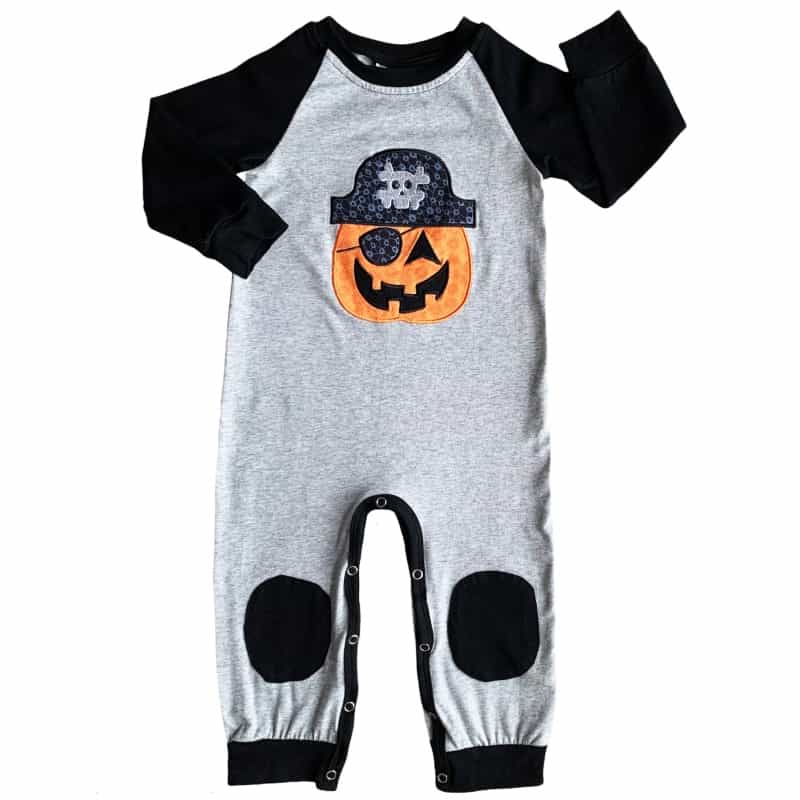 Annloren Halloween Pirate Jack O Lantern Long Sleeve Baby Toddler Boys Romper