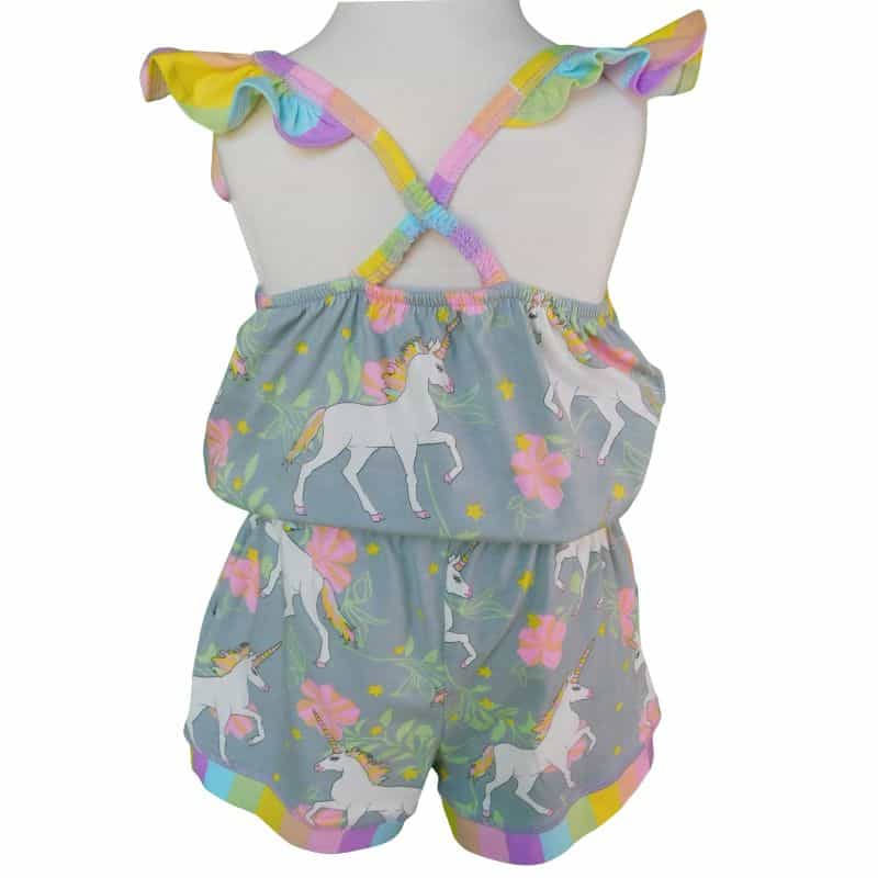 Annloren Girls Jumpsuit Magical Unicorn Rainbows Spring Boutique Clothing