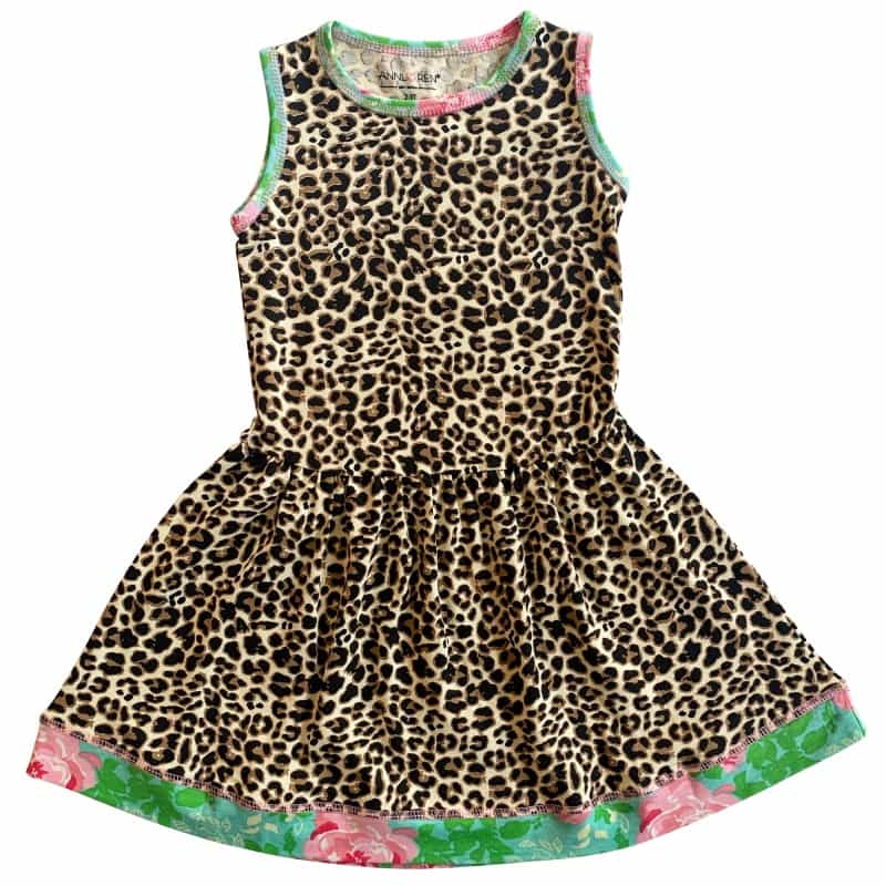 Annloren Little & Big Girls Spring Leopard Rose Floral Sleeveless Boutique Dress