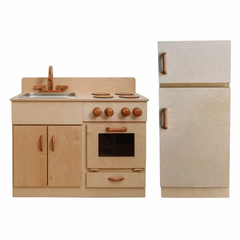 Classic Wooden Kitchen And Refrigerator Bundle