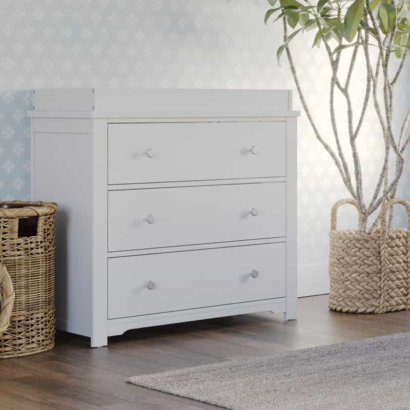 Harmony 3-Drawer Dresser With Changing Table Topper, Matte White
