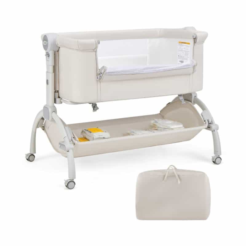 3-In-1 Baby Bassinet With Double-Lock Design And Adjustable Heights