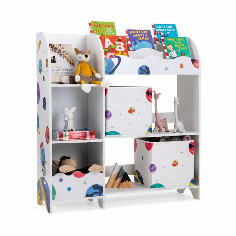 Wooden Storage Cabinet With Storage Bins For Children