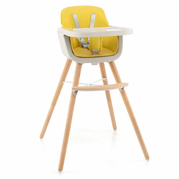 3-In-1 Convertible Wooden High Chair With Cushion