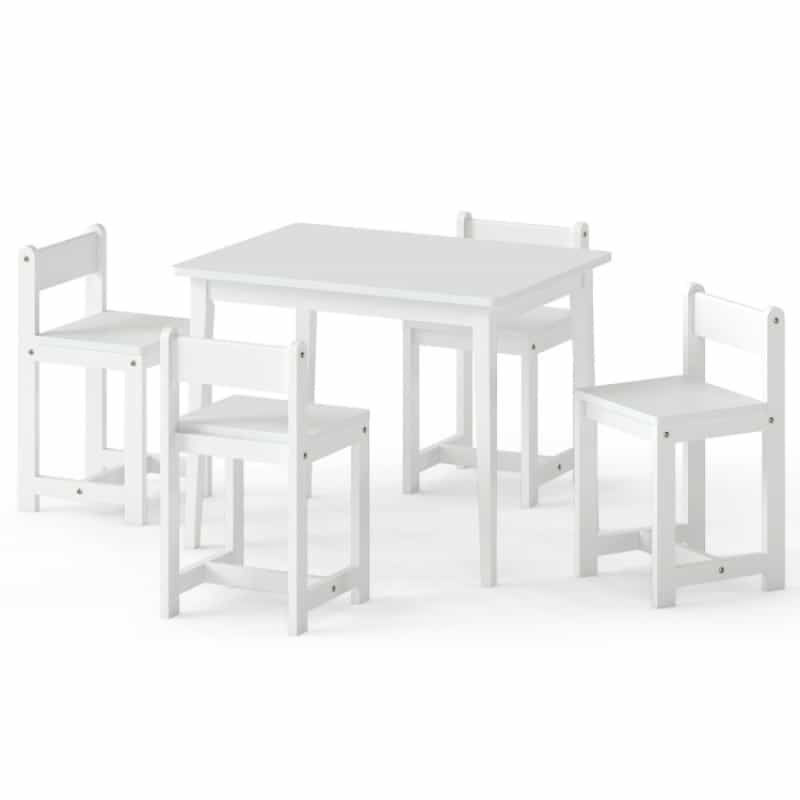 5-Piece Kids Table And Chairs Set Solid Rubber Wood Toddler Activity Table