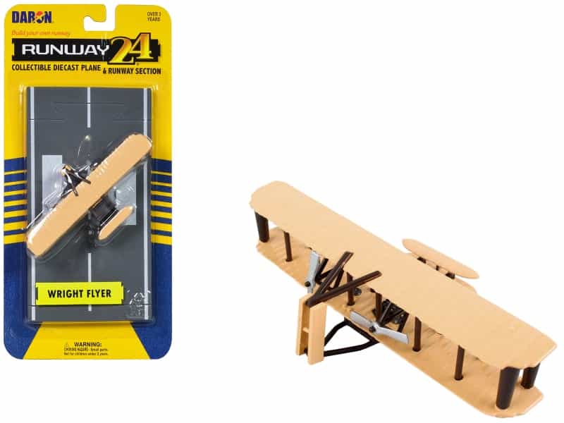 Wright Flyer Biplane Aircraft Beige With Runway Section Diecast Model Airplane By Runway24
