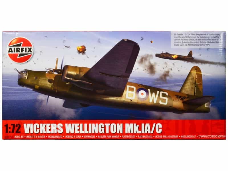 Level 3 Model Kit Vickers Wellington Mk.Ia/C Bomber Aircraft With 2 Scheme Options 1/72 Plastic Model Kit By Airfix
