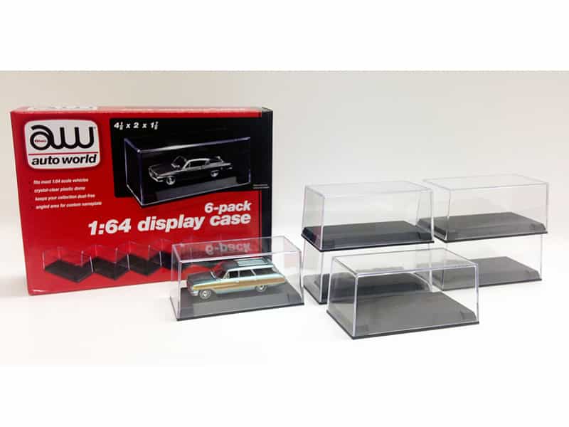 6 Collectible Display Show Cases For 1/64 Scale Model Cars By Auto World
