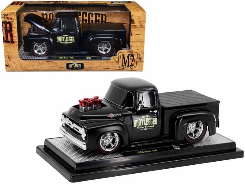 1956 Ford F-100 Pickup Truck Matt Black "Lunati Bootlegger" Limited Edition To 6550 Pieces Worldwide 1/24 Diecast Model Car By M2 Machines