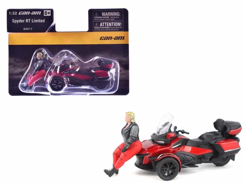 Can-Am Spyder Rt Limited 3-Wheel Motorcycle Deep Marsala Red Metallic With Driver Figure 1/32 Diecast Model By Brp Models