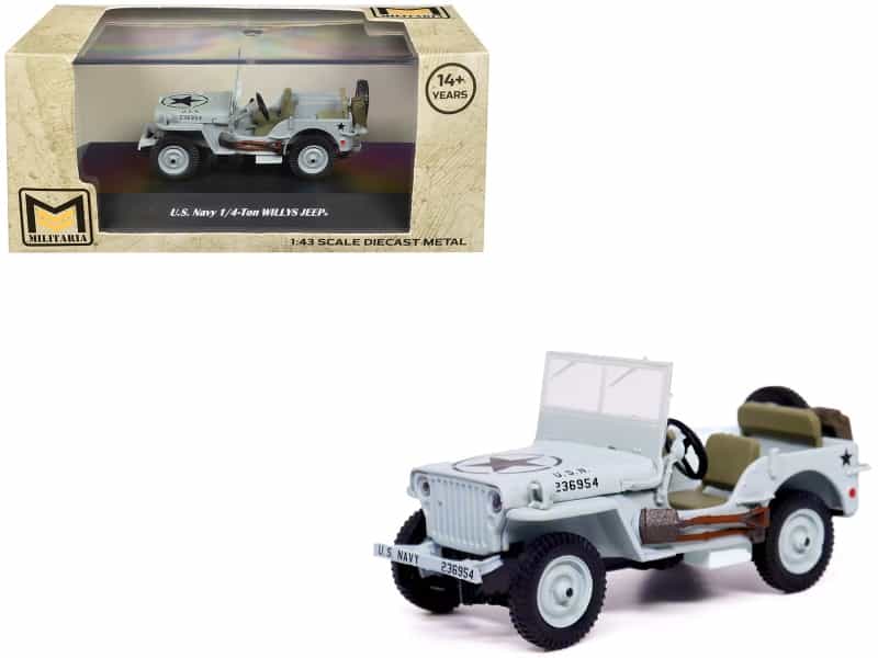 Willys Jeep 1/4-Ton Car Light Blue "United States Navy" 1/43 Diecast Model By Militaria Die Cast