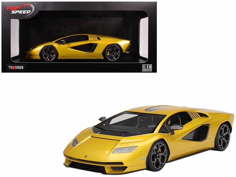 Lamborghini Countach Lpi 800-4 New Giallo Orion Gold Metallic 1/18 Model Car By Top Speed