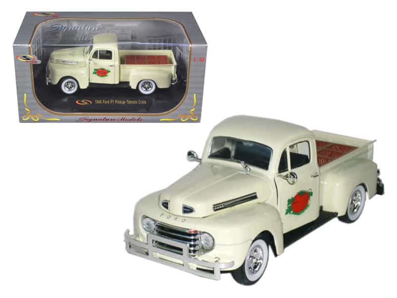 1949 Ford F-1 Delivery Pickup Truck Cream With Tomato Crates 1/32 Diecast Model Car By Signature Models