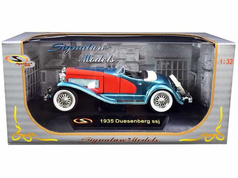 1935 Duesenberg Ssj Convertible Blue And Red 1/32 Diecast Model Car By Signature Models