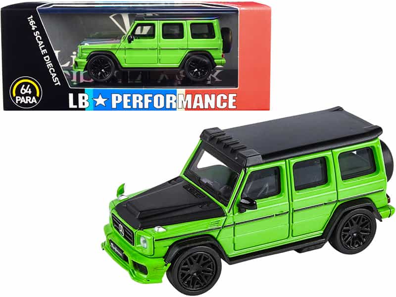 Mercedes-Amg G 63 Lbwk Alien Green And Matt Black "Lb Performance" 1/64 Diecast Model Car By Paragon