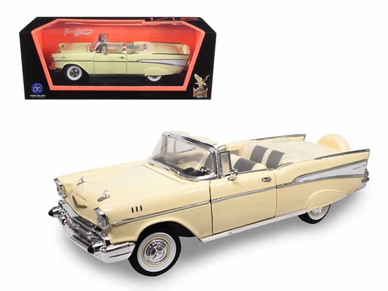1957 Chevrolet Bel Air Convertible Cream 1/18 Diecast Model Car By Road Signature