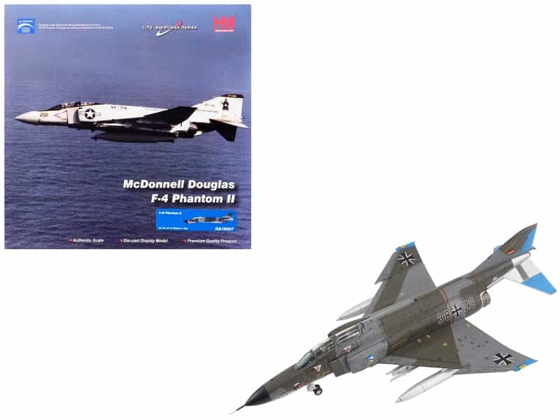 Mcdonnell Douglas F-4F Phantom Ii Fighter-Bomber Aircraft "Jagdgeschwader 74 (Jg 74) Molders" (1982) German Luftwaffe "Air Power Series" 1/72 Diecast Model By Hobby Master