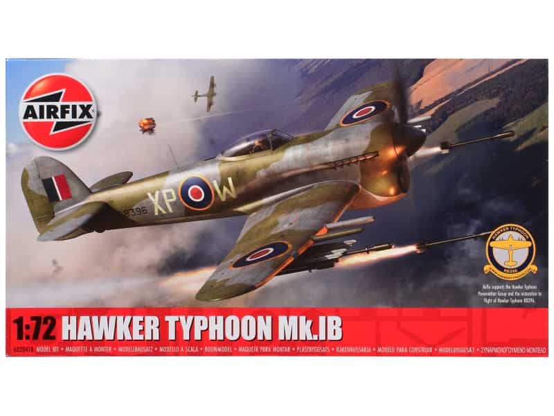 Level 1 Model Kit Hawker Typhoon Mk.Ib Aircraft With 2 Scheme Options 1/72 Plastic Model Kit By Airfix
