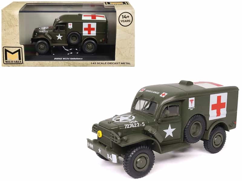 Dodge Wc54 Ambulance Olive Drab "United States Army" 1/43 Diecast Model By Militaria Die Cast