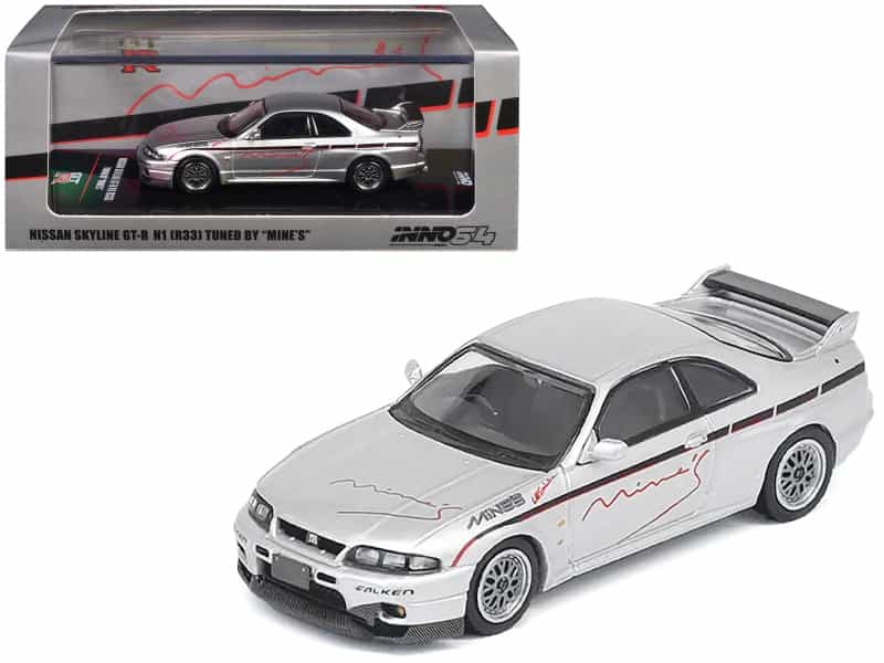 Nissan Skyline Gt-R N1 (R33) Rhd (Right Hand Drive) "Tuned By Mine's" Silver 1/64 Diecast Model Car By Inno Models