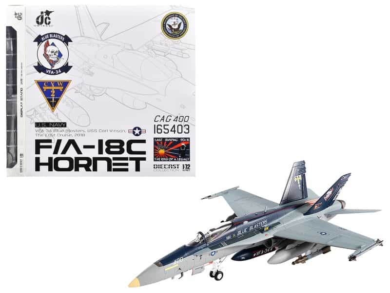 Mcdonnell Douglas F/A-18C Hornet Aircraft "Vfa-34 Blue Blasters Uss Carl Vinson Last Cruise" (2018) United States Navy 1/72 Diecast Model By Jc Wings