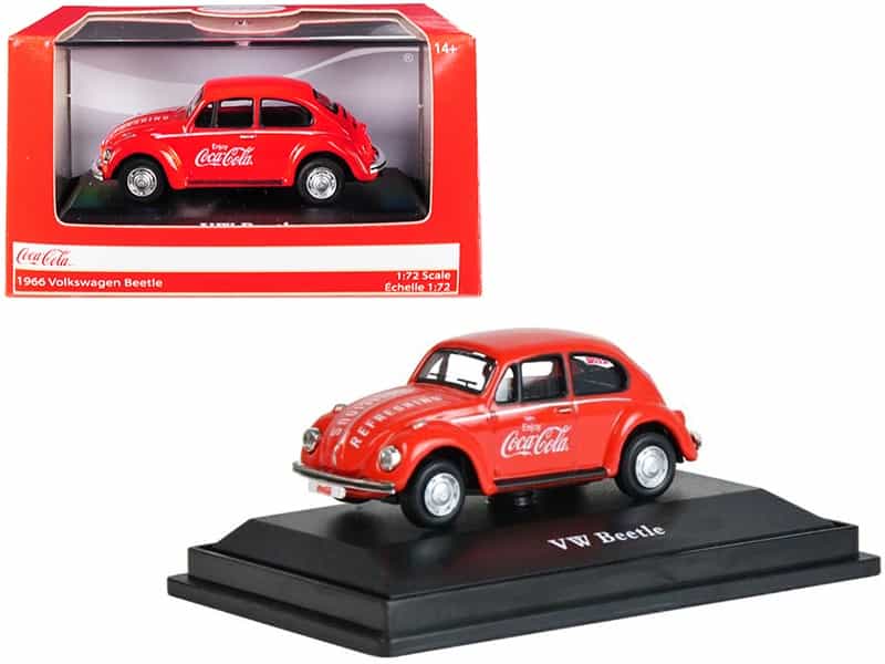 1966 Volkswagen Beetle "Coca-Cola" Red 1/72 Diecast Model Car By Motorcity Classics