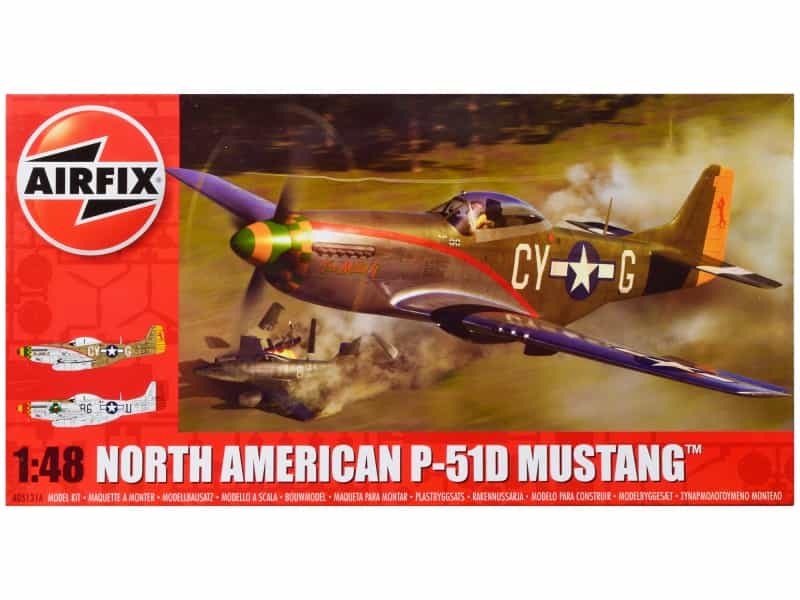 Level 2 Model Kit North American P-51D Mustang Fighter Aircraft With 2 Scheme Options 1/48 Plastic Model Kit By Airfix