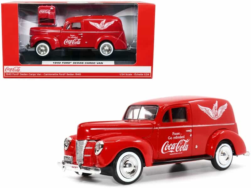 1940 Ford Sedan Cargo Van Red "Pause... Go Refreshed Coca-Cola" With Vending Machine Accessory 1/24 Diecast Model Car By Motor City Classics