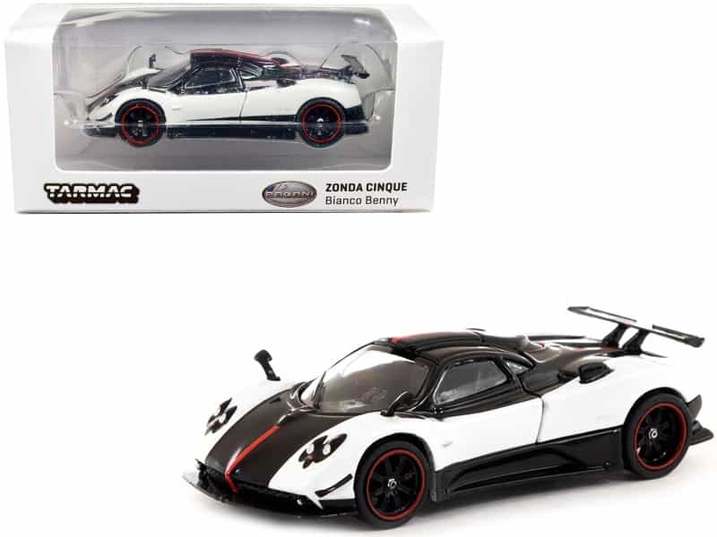 Pagani Zonda Cinque Bianco Benny White And Black "Global64" Series 1/64 Diecast Model Car By Tarmac Works