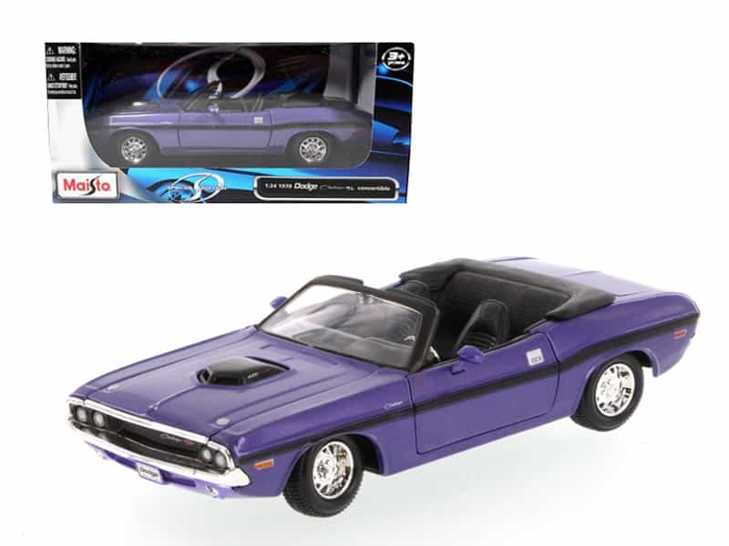 1970 Dodge Challenger R/T Convertible Purple 1/24 Diecast Model Car By Maisto