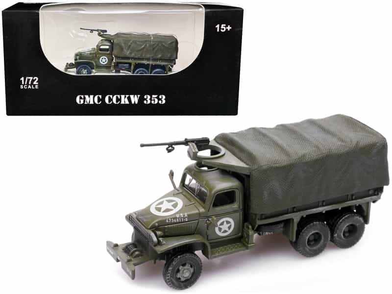 Gmc Cckw 353 Truck With Mounted Gun Olive Drab "4734511-S" Us Army World War Ii 1/72 Diecast Model By Legion
