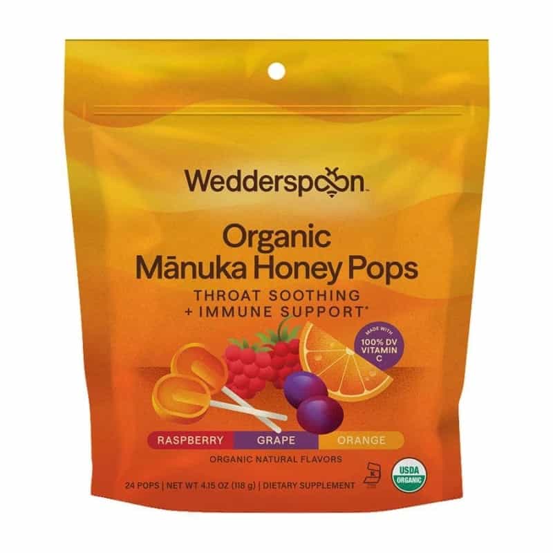 Wedderspoon Organic Manuka Honey Pops Variety Pack 24 Count