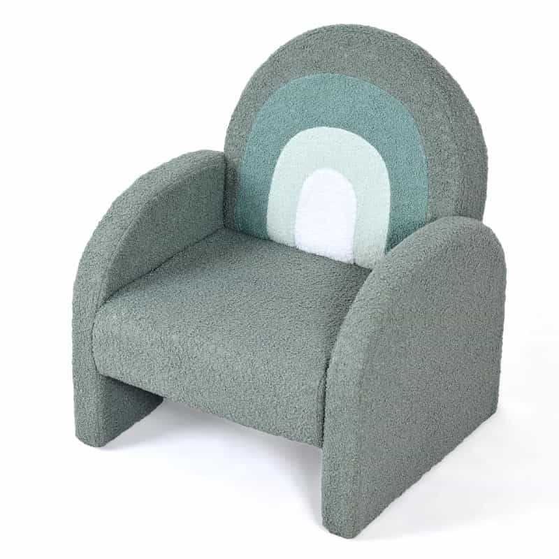 Joymor Soft Kids Sofa - Plush Teddy Fleece Armchair With Rainbow Design