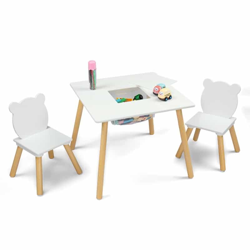 Joymor Kids Table And 2 Chairs Set With Storage & Removable Tabletop