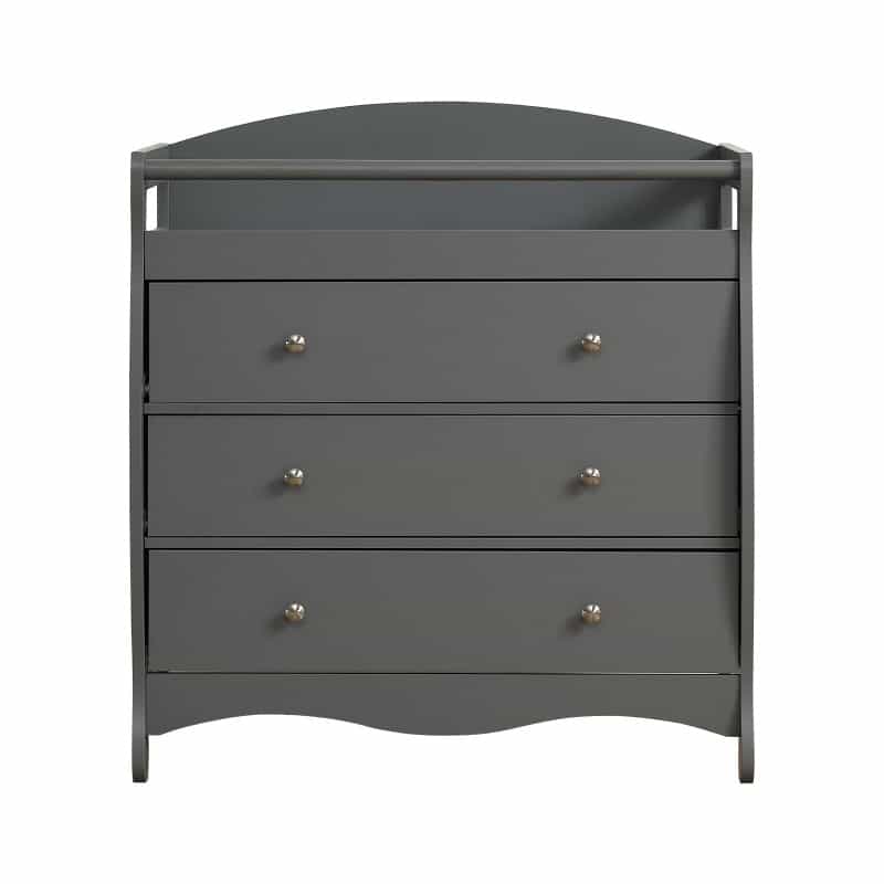 Joymor Wooden Diaper Changing Table With 3-Drawer Chest Baby Dresser For Nursery, Infant With Safety Strap,Gray