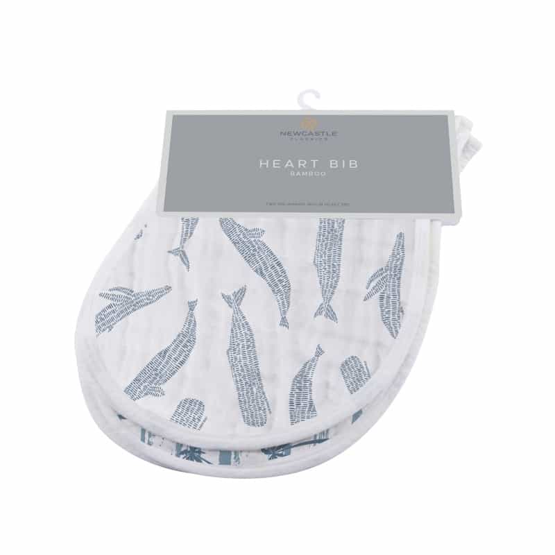 Ocean Tides Bamboo Burp Cloth/Heart Bib 2Pk