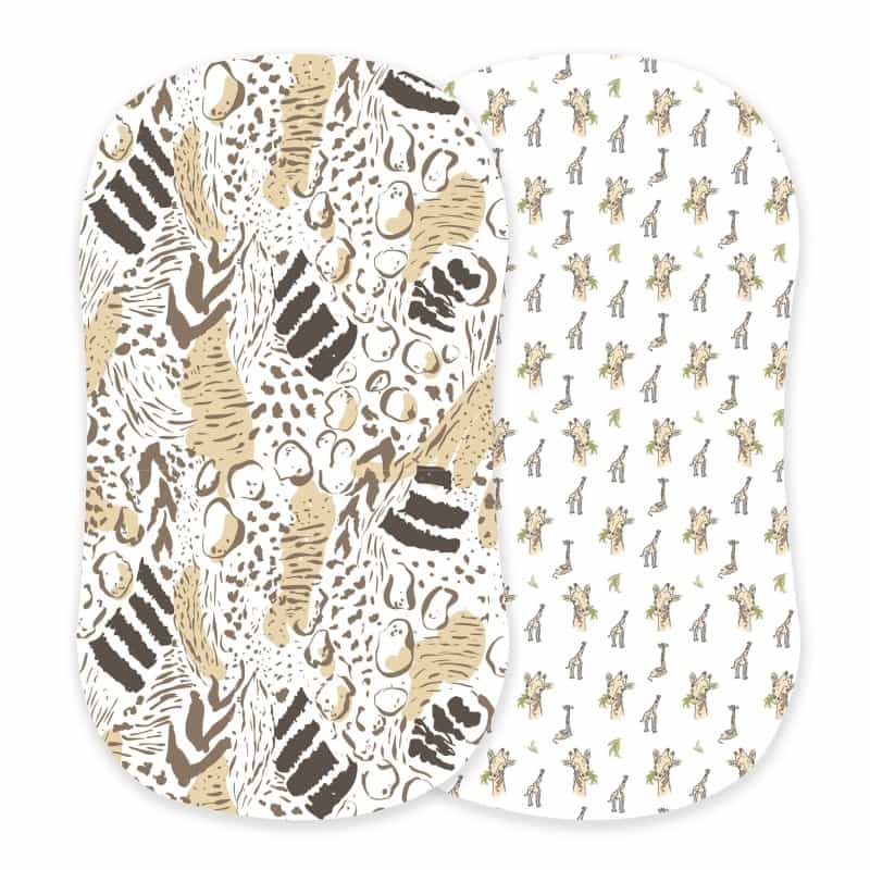 Animal Print And Hungry Giraffe Changing Pad Cover/Bamboo Bassinet Sheets