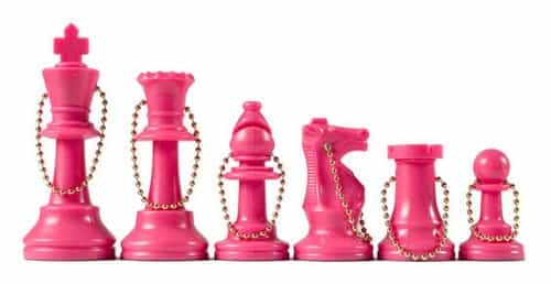 Chess Pieces Keychain Set - Pink