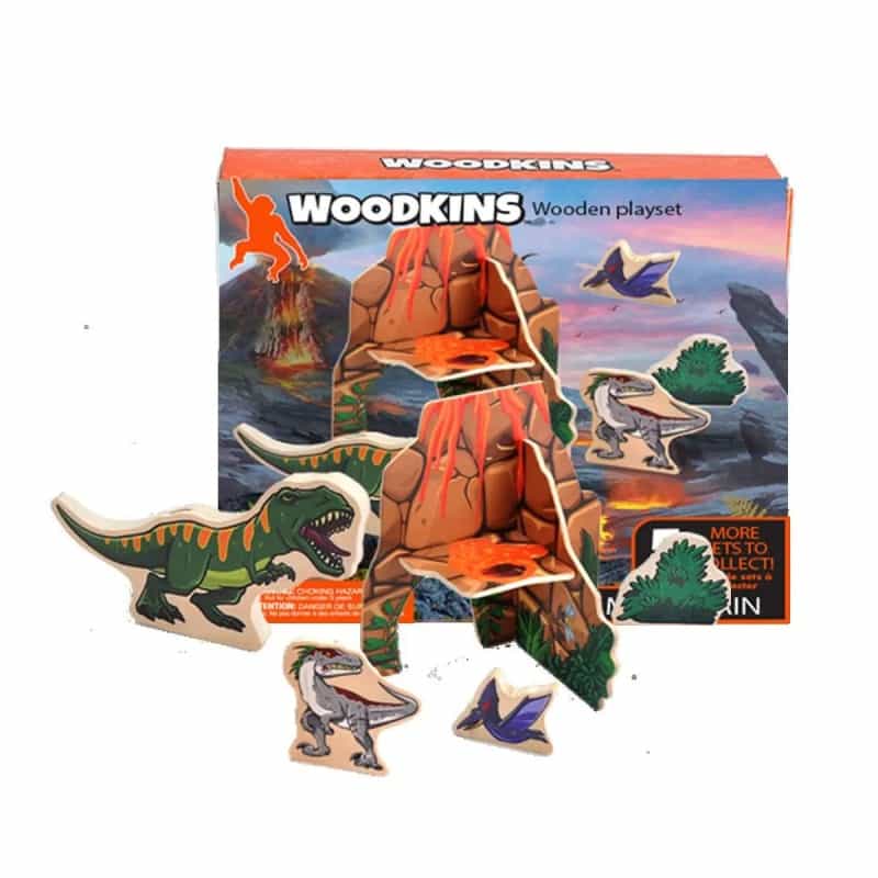 Woodkins Dinosaur Mountain Wooden Playset - 11"