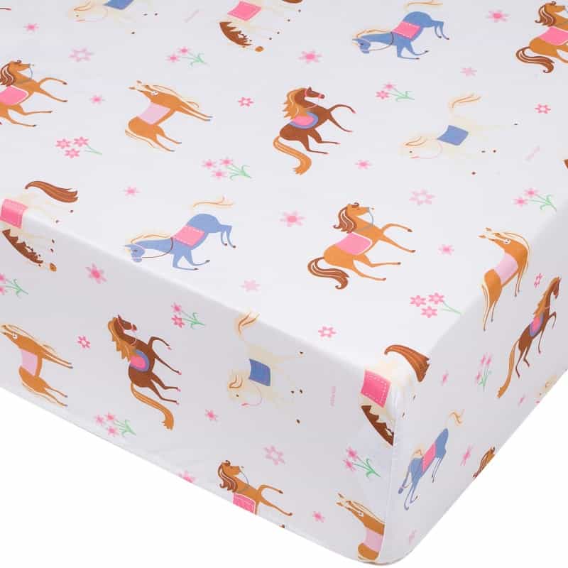 Horses Microfiber Fitted Crib Sheet