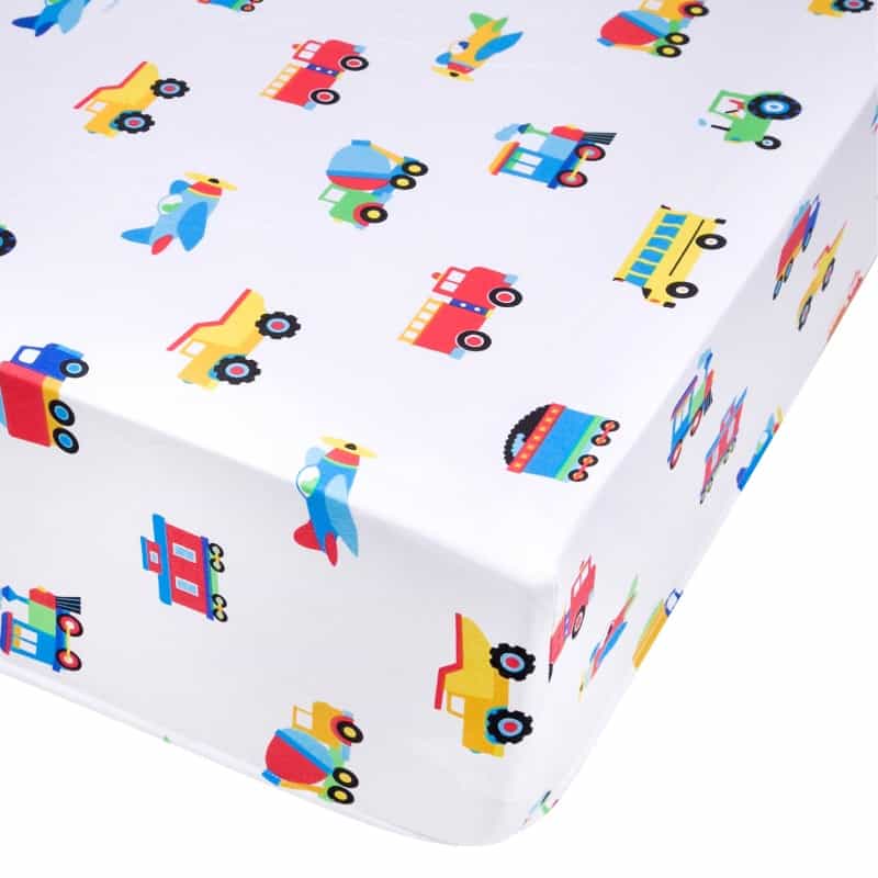 Trains, Planes & Trucks Microfiber Fitted Crib Sheet