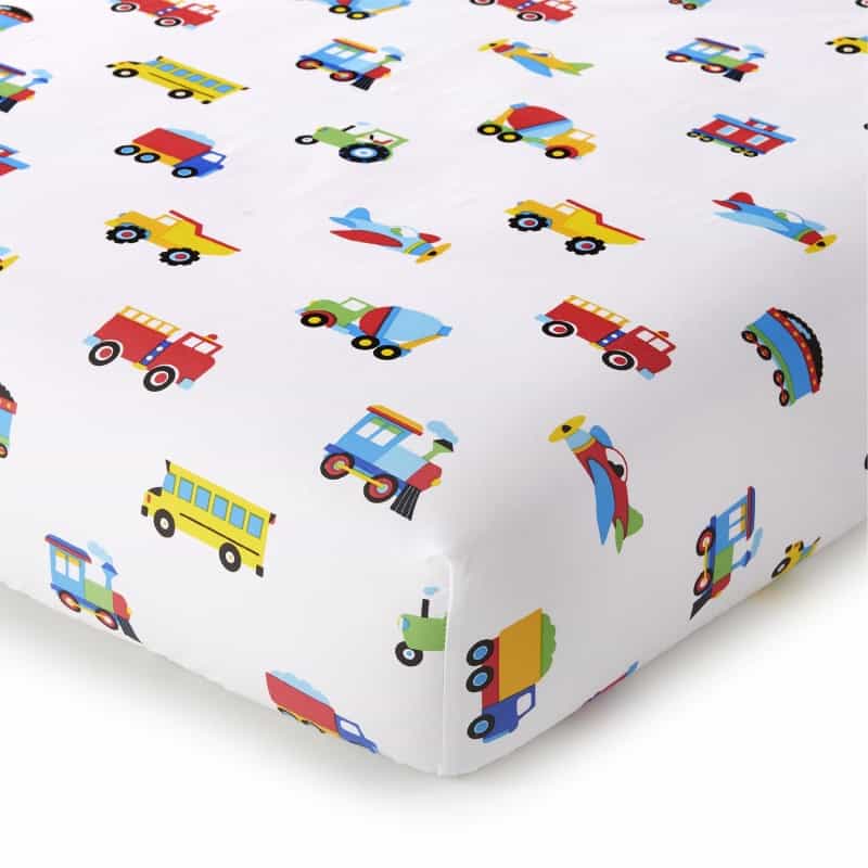 Trains, Planes & Trucks 100% Cotton Flannel Fitted Crib Sheet