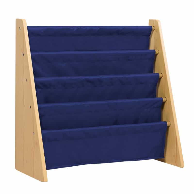 Sling Book Shelf - Natural W/ Blue