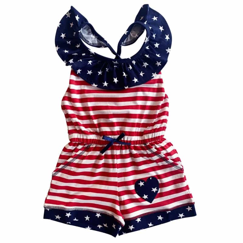 Annloren Girls Jumpsuit Stars & Stripes 4Th Of July Boutique Clothing